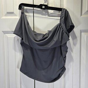 New Women’s Gray One Shoulder Top – Size 2XL